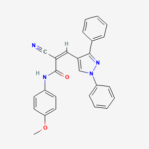 (Z)-2-Cyano-3-(1,3-diphenylpyrazol-4-yl)-N-(4-methoxyphenyl)prop-2-enamide