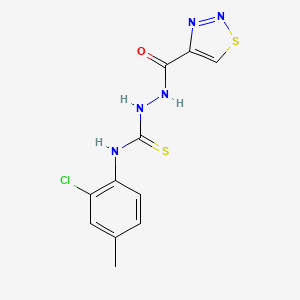 molecular formula C11H10ClN5OS2 B2876417 1-(2-Chloro-4-methylphenyl)-3-(thiadiazole-4-carbonylamino)thiourea CAS No. 2379997-91-6