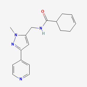 molecular formula C17H20N4O B2876418 N-[(2-Methyl-5-pyridin-4-ylpyrazol-3-yl)methyl]cyclohex-3-ene-1-carboxamide CAS No. 2309309-03-1