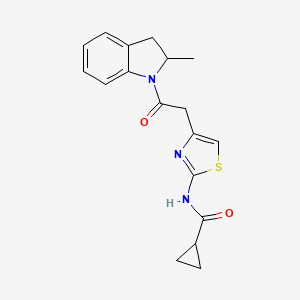 N-(4-(2-(2-methylindolin-1-yl)-2-oxoethyl)thiazol-2-yl)cyclopropanecarboxamide