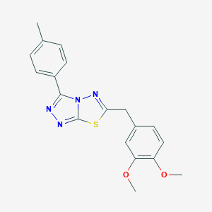 molecular formula C19H18N4O2S B287643 6-(3,4-Dimethoxybenzyl)-3-(4-methylphenyl)[1,2,4]triazolo[3,4-b][1,3,4]thiadiazole 