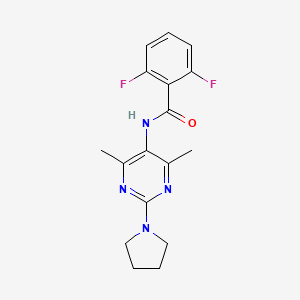 molecular formula C17H18F2N4O B2876454 N-(4,6-dimethyl-2-(pyrrolidin-1-yl)pyrimidin-5-yl)-2,6-difluorobenzamide CAS No. 1448052-64-9