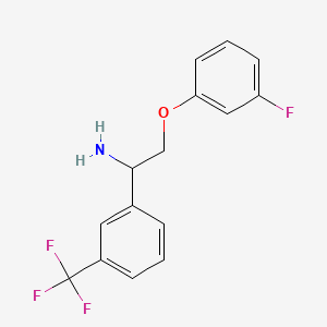 molecular formula C15H13F4NO B2876479 1-{2-Amino-2-[3-(trifluoromethyl)phenyl]ethoxy}-3-fluorobenzene CAS No. 953718-47-3