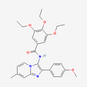 molecular formula C28H31N3O5 B2876484 3,4,5-triethoxy-N-[2-(4-methoxyphenyl)-7-methylimidazo[1,2-a]pyridin-3-yl]benzamide CAS No. 850931-50-9