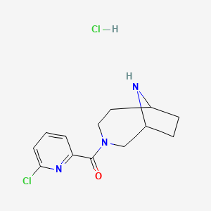 molecular formula C13H17Cl2N3O B2876486 3-(6-Chloropyridine-2-carbonyl)-3,9-diazabicyclo[4.2.1]nonane hydrochloride CAS No. 1574643-80-3