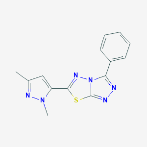 molecular formula C14H12N6S B287649 6-(1,3-dimethyl-1H-pyrazol-5-yl)-3-phenyl[1,2,4]triazolo[3,4-b][1,3,4]thiadiazole 