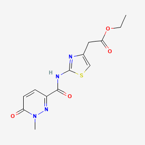molecular formula C13H14N4O4S B2876493 2-(2-(1-甲基-6-氧代-1,6-二氢哒嗪-3-甲酰胺)噻唑-4-基)乙酸乙酯 CAS No. 938532-75-3