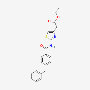 molecular formula C21H20N2O3S B2876500 2-(2-(4-苄基苯甲酰胺)噻唑-4-基)乙酸乙酯 CAS No. 361471-01-4