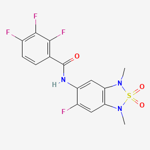 molecular formula C15H11F4N3O3S B2876506 2,3,4-trifluoro-N-(6-fluoro-1,3-dimethyl-2,2-dioxido-1,3-dihydrobenzo[c][1,2,5]thiadiazol-5-yl)benzamide CAS No. 2034404-04-9