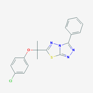 molecular formula C18H15ClN4OS B287651 4-Chlorophenyl 1-methyl-1-(3-phenyl[1,2,4]triazolo[3,4-b][1,3,4]thiadiazol-6-yl)ethyl ether 