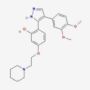 2-(4-(3,4-dimethoxyphenyl)-1H-pyrazol-3-yl)-5-(2-(piperidin-1-yl)ethoxy)phenol