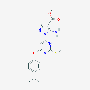 molecular formula C19H21N5O3S B287653 methyl 5-amino-1-[6-(4-isopropylphenoxy)-2-(methylsulfanyl)-4-pyrimidinyl]-1H-pyrazole-4-carboxylate 