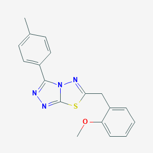 molecular formula C18H16N4OS B287654 Methyl 2-{[3-(4-methylphenyl)[1,2,4]triazolo[3,4-b][1,3,4]thiadiazol-6-yl]methyl}phenyl ether 