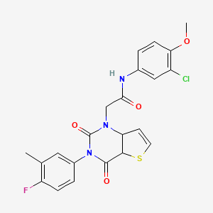 molecular formula C22H17ClFN3O4S B2876555 N-(3-chloro-4-methoxyphenyl)-2-[3-(4-fluoro-3-methylphenyl)-2,4-dioxo-1H,2H,3H,4H-thieno[3,2-d]pyrimidin-1-yl]acetamide CAS No. 1260918-50-0