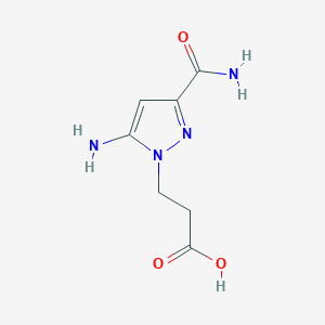 molecular formula C7H10N4O3 B2876571 3-(5-Amino-3-carbamoylpyrazol-1-yl)propanoic acid CAS No. 1369209-72-2