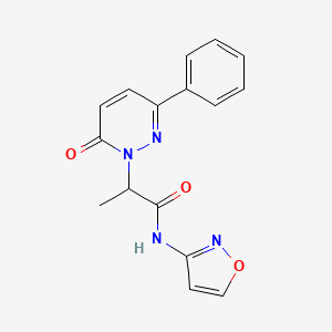 molecular formula C16H14N4O3 B2876584 N-(isoxazol-3-yl)-2-(6-oxo-3-phenylpyridazin-1(6H)-yl)propanamide CAS No. 1235016-29-1