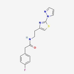 molecular formula C16H15FN4OS B2876601 N-(2-(2-(1H-吡唑-1-基)噻唑-4-基)乙基)-2-(4-氟苯基)乙酰胺 CAS No. 1428347-96-9