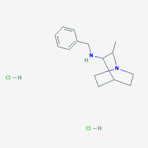 molecular formula C15H24Cl2N2 B2876622 N-苄基-2-甲基-1-氮杂双环[2.2.2]辛烷-3-胺；二盐酸盐 CAS No. 2416235-62-4