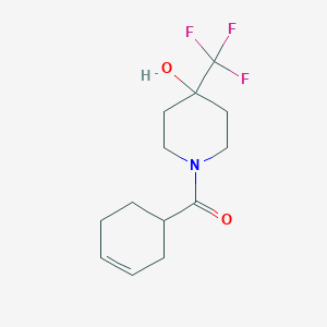 molecular formula C13H18F3NO2 B2876623 Cyclohex-3-en-1-yl(4-hydroxy-4-(trifluoromethyl)piperidin-1-yl)methanone CAS No. 2034279-27-9