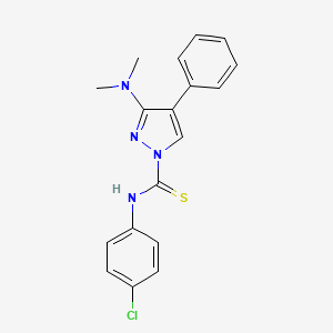molecular formula C18H17ClN4S B2876624 N-(4-chlorophenyl)-3-(dimethylamino)-4-phenyl-1H-pyrazole-1-carbothioamide CAS No. 321553-13-3