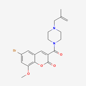 molecular formula C19H21BrN2O4 B2876637 6-Bromo-8-methoxy-3-[4-(2-methylprop-2-enyl)piperazine-1-carbonyl]chromen-2-one CAS No. 915874-10-1