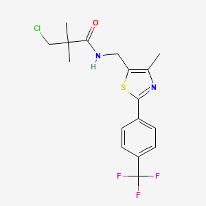 molecular formula C17H18ClF3N2OS B2876651 3-chloro-2,2-dimethyl-N-({4-methyl-2-[4-(trifluoromethyl)phenyl]-1,3-thiazol-5-yl}methyl)propanamide CAS No. 866018-65-7