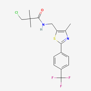 molecular formula C17H18ClF3N2OS B2876651 3-氯-2,2-二甲基-N-({4-甲基-2-[4-(三氟甲基)苯基]-1,3-噻唑-5-基}甲基)丙酰胺 CAS No. 866018-65-7