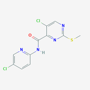 molecular formula C11H8Cl2N4OS B2876653 5-chloro-N-(5-chloropyridin-2-yl)-2-(methylthio)pyrimidine-4-carboxamide CAS No. 898646-63-4