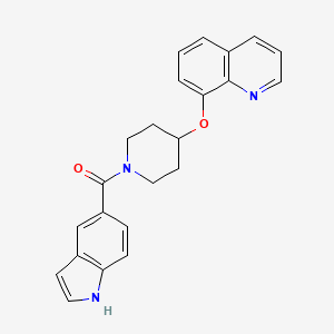 molecular formula C23H21N3O2 B2876671 (1H-indol-5-yl)(4-(quinolin-8-yloxy)piperidin-1-yl)methanone CAS No. 2034316-66-8