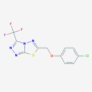 molecular formula C11H6ClF3N4OS B287669 6-[(4-Chlorophenoxy)methyl]-3-(trifluoromethyl)[1,2,4]triazolo[3,4-b][1,3,4]thiadiazole 