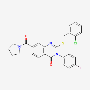 2-((2-chlorobenzyl)thio)-3-(4-fluorophenyl)-7-(pyrrolidine-1-carbonyl)quinazolin-4(3H)-one