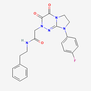 molecular formula C21H20FN5O3 B2876735 2-(8-(4-氟苯基)-3,4-二氧代-3,4,7,8-四氢咪唑并[2,1-c][1,2,4]三嗪-2(6H)-基)-N-苯乙基乙酰胺 CAS No. 941917-67-5