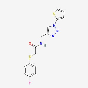 2-[(4-fluorophenyl)sulfanyl]-N-{[1-(thiophen-2-yl)-1H-1,2,3-triazol-4-yl]methyl}acetamide