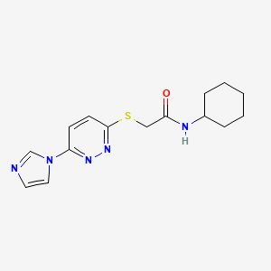 molecular formula C15H19N5OS B2876746 2-((6-(1H-咪唑-1-基)哒嗪-3-基)硫代)-N-环己基乙酰胺 CAS No. 1334374-43-4