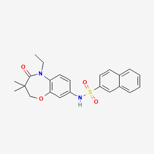 molecular formula C23H24N2O4S B2876755 N-(5-乙基-3,3-二甲基-4-氧代-2,3,4,5-四氢苯并[b][1,4]恶杂环庚-8-基)萘-2-磺酰胺 CAS No. 922093-91-2