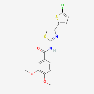 molecular formula C16H13ClN2O3S2 B2876760 N-[4-(5-chlorothiophen-2-yl)-1,3-thiazol-2-yl]-3,4-dimethoxybenzamide CAS No. 325986-74-1