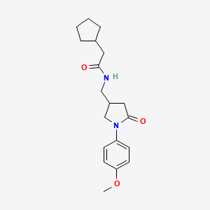molecular formula C19H26N2O3 B2876761 2-环戊基-N-((1-(4-甲氧基苯基)-5-氧代吡咯烷-3-基)甲基)乙酰胺 CAS No. 954680-12-7