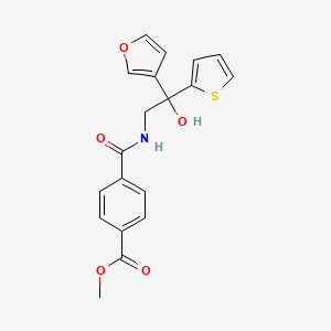 molecular formula C19H17NO5S B2876765 Methyl 4-((2-(furan-3-yl)-2-hydroxy-2-(thiophen-2-yl)ethyl)carbamoyl)benzoate CAS No. 2034634-16-5