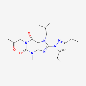 molecular formula C20H28N6O3 B2876777 8-(3,5-diethyl-1H-pyrazol-1-yl)-3-methyl-7-(2-methylpropyl)-1-(2-oxopropyl)-2,3,6,7-tetrahydro-1H-purine-2,6-dione CAS No. 1014032-94-0