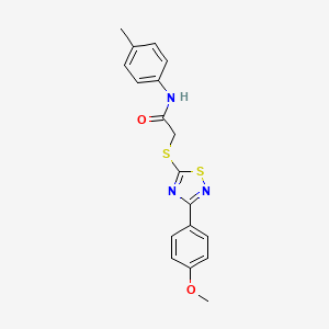 molecular formula C18H17N3O2S2 B2876782 2-((3-(4-甲氧基苯基)-1,2,4-噻二唑-5-基)硫代)-N-(对甲苯基)乙酰胺 CAS No. 864919-75-5