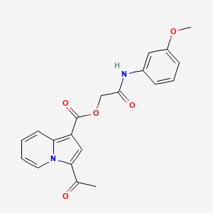 molecular formula C20H18N2O5 B2876785 2-((3-甲氧苯基)氨基)-2-氧代乙基 3-乙酰吲哚并嗪-1-甲酸酯 CAS No. 899949-47-4