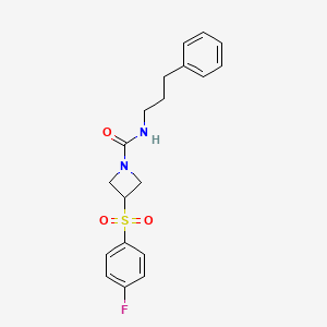 molecular formula C19H21FN2O3S B2876792 3-((4-氟苯基)磺酰基)-N-(3-苯基丙基)氮杂环丁烷-1-甲酰胺 CAS No. 1704646-47-8