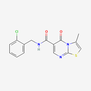 molecular formula C15H12ClN3O2S B2876793 N-(2-chlorobenzyl)-3-methyl-5-oxo-5H-thiazolo[3,2-a]pyrimidine-6-carboxamide CAS No. 851944-70-2