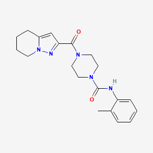 molecular formula C20H25N5O2 B2876795 4-(4,5,6,7-tetrahydropyrazolo[1,5-a]pyridine-2-carbonyl)-N-(o-tolyl)piperazine-1-carboxamide CAS No. 2034338-98-0
