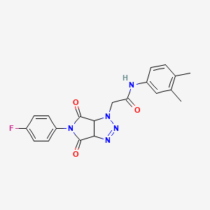 molecular formula C20H18FN5O3 B2876796 N-(3,4-dimethylphenyl)-2-[5-(4-fluorophenyl)-4,6-dioxo-4,5,6,6a-tetrahydropyrrolo[3,4-d][1,2,3]triazol-1(3aH)-yl]acetamide CAS No. 1053076-75-7