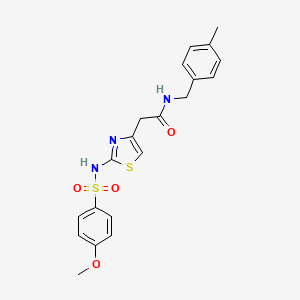 molecular formula C20H21N3O4S2 B2876798 2-(2-(4-甲氧基苯磺酰胺)噻唑-4-基)-N-(4-甲基苄基)乙酰胺 CAS No. 922128-97-0