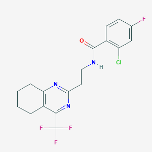 molecular formula C18H16ClF4N3O B2876801 2-Chloro-4-fluoro-N-[2-[4-(trifluoromethyl)-5,6,7,8-tetrahydroquinazolin-2-yl]ethyl]benzamide CAS No. 1421585-44-5