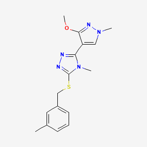 molecular formula C16H19N5OS B2876810 3-(3-methoxy-1-methyl-1H-pyrazol-4-yl)-4-methyl-5-((3-methylbenzyl)thio)-4H-1,2,4-triazole CAS No. 1014073-13-2
