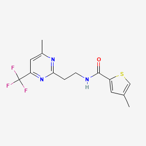 molecular formula C14H14F3N3OS B2876811 4-methyl-N-(2-(4-methyl-6-(trifluoromethyl)pyrimidin-2-yl)ethyl)thiophene-2-carboxamide CAS No. 1396861-97-4