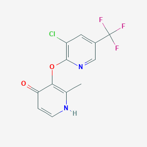 molecular formula C12H8ClF3N2O2 B2876813 3-((3-Chloro-5-(trifluoromethyl)-2-pyridinyl)oxy)-2-methyl-4(1H)-pyridinone CAS No. 303151-84-0